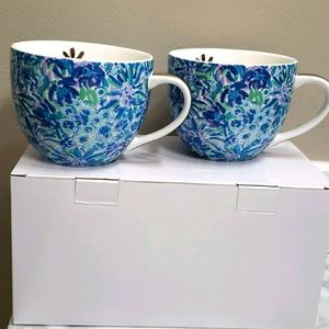 Lilly Pulitzer blue coffee mugs